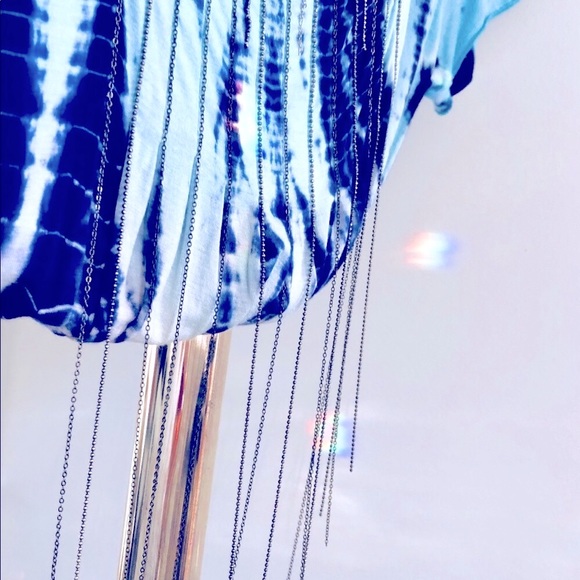Free people tie-dye chain detail tunic top a butterfly sleeve Jersey knit M - Picture 3 of 13